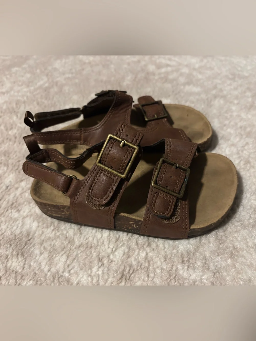 OshKosh B'gosh Brown Double-Buckle Casual Kids Sandals